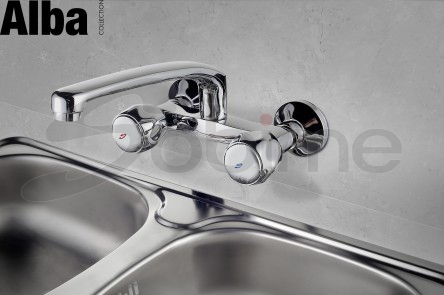 WALL MOUNTED SINK MIXER CAST SPOUT 15 ALBA