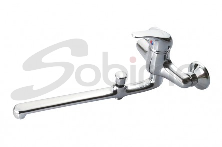 SINGLE HANDLE WALL SINK MIXER 350 mm CAST SPOUT WITH BATH-SHOWER INVERTER SM1