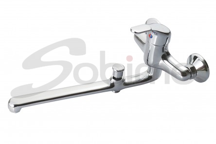 SINGLE HANDLE WALL SINK MIXER 350 mm CAST SPOUT WITH BATH-SHOWER INVERTER SM2