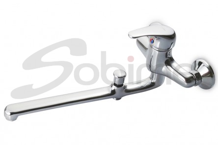 SINGLE HANDLE WALL SINK MIXER 350 mm CAST SPOUT WITH BATH-SHOWER INVERTER SM3