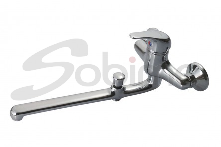 SINGLE HANDLE WALL SINK MIXER 350 mm CAST SPOUT WITH BATH-SHOWER INVERTER SM4