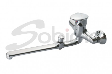 SINGLE HANDLE WALL SINK MIXER 350 mm CAST SPOUT WITH BATH-SHOWER INVERTER SM10